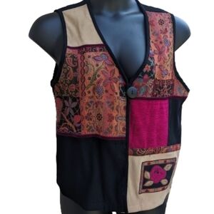 Women's  Floral Embroidered Cottagecore Patchwork  Grandma Vintage Vest Y2K